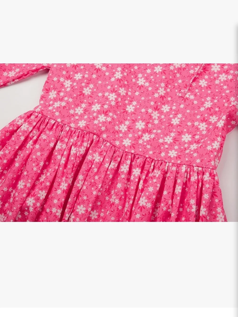 Girls' Pink Floral Pioneer Costume with White Apron and Bonnet